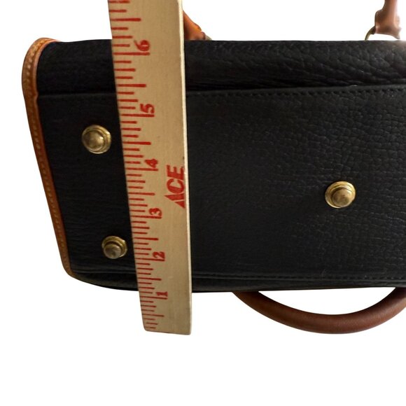 Vintage Dooney & Bourke Pebbled Leather Shoulder Bag Purse Black Tan - Picture 13 of 14